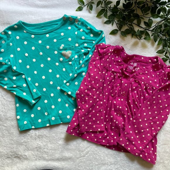 Baby Gap Factory 3T Long Sleeve Tee Pink Fuchsia Polka Dot Kids Button-Up - Picture 15 of 16